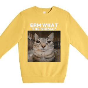 Erm What Sigma Meme Cat Meme Internet Memes Funny Meme Genz Premium Crewneck Sweatshirt