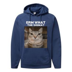 Erm What Sigma Meme Cat Meme Internet Memes Funny Meme Genz Performance Fleece Hoodie