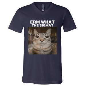 Erm What Sigma Meme Cat Meme Internet Memes Funny Meme Genz V-Neck T-Shirt