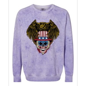 Eagle With Skull American Flag Fourth Of July Patriotic Gift Colorblast Crewneck Sweatshirt