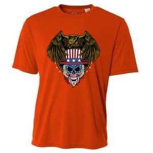 Eagle With Skull American Flag Fourth Of July Patriotic Gift Cooling Performance Crew T-Shirt