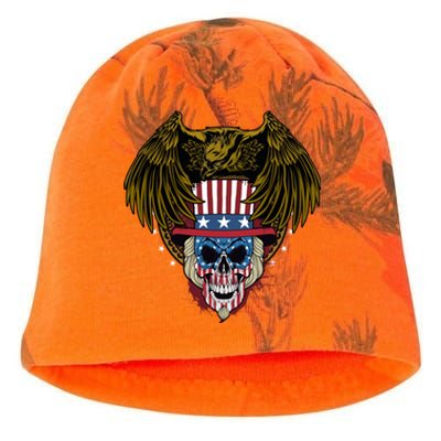 Eagle With Skull American Flag Fourth Of July Patriotic Gift Kati - Camo Knit Beanie