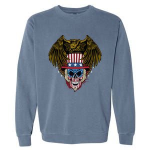 Eagle With Skull American Flag Fourth Of July Patriotic Gift Garment-Dyed Sweatshirt