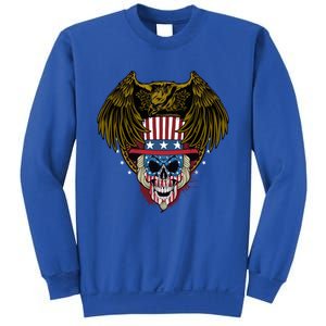 Eagle With Skull American Flag Fourth Of July Patriotic Gift Sweatshirt