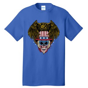 Eagle With Skull American Flag Fourth Of July Patriotic Gift Tall T-Shirt