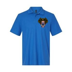 Eagle With Skull American Flag Fourth Of July Patriotic Gift Softstyle Adult Sport Polo