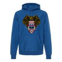 Eagle With Skull American Flag Fourth Of July Patriotic Gift Premium Hoodie