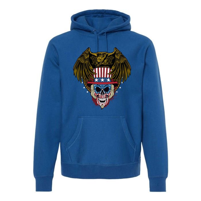 Eagle With Skull American Flag Fourth Of July Patriotic Gift Premium Hoodie