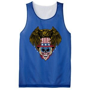 Eagle With Skull American Flag Fourth Of July Patriotic Gift Mesh Reversible Basketball Jersey Tank