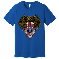 Eagle With Skull American Flag Fourth Of July Patriotic Gift Premium T-Shirt