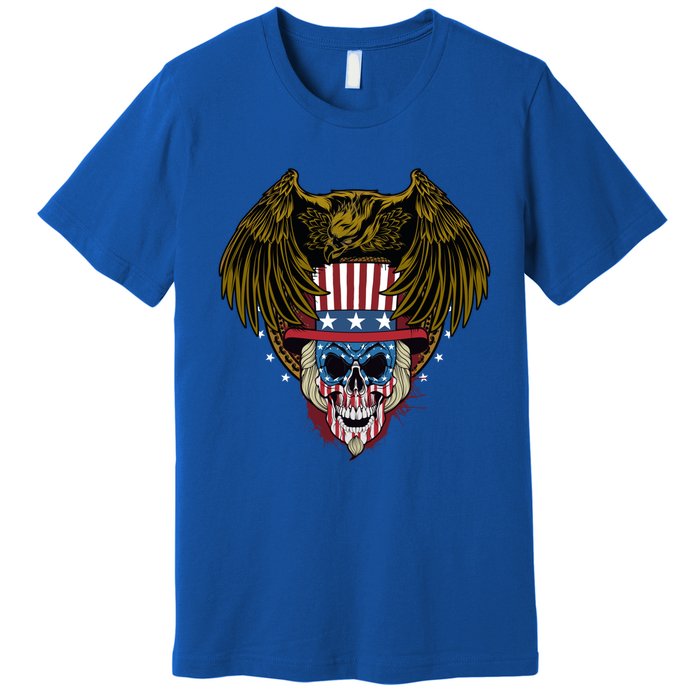 Eagle With Skull American Flag Fourth Of July Patriotic Gift Premium T-Shirt