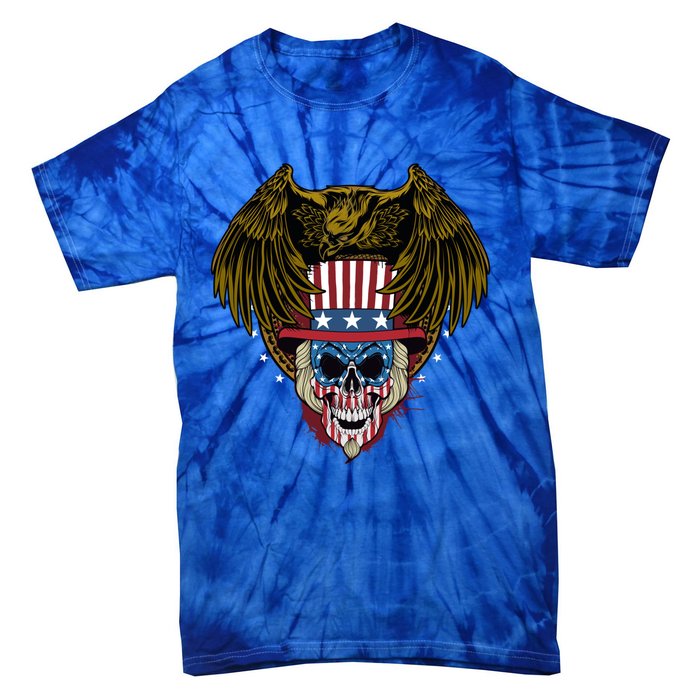 Eagle With Skull American Flag Fourth Of July Patriotic Gift Tie-Dye T-Shirt