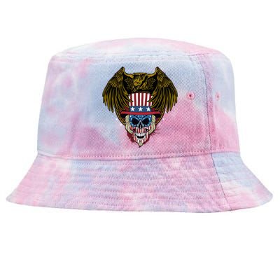 Eagle With Skull American Flag Fourth Of July Patriotic Gift Tie-Dyed Bucket Hat