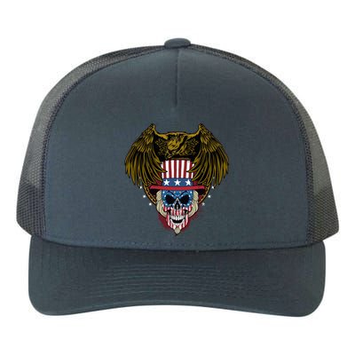 Eagle With Skull American Flag Fourth Of July Patriotic Gift Yupoong Adult 5-Panel Trucker Hat