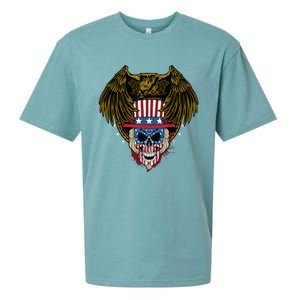 Eagle With Skull American Flag Fourth Of July Patriotic Gift Sueded Cloud Jersey T-Shirt