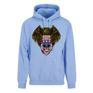 Eagle With Skull American Flag Fourth Of July Patriotic Gift Unisex Surf Hoodie