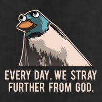 Everyday We Stray Further From God Meme 7 Panel Mesh Trucker Snapback Hat