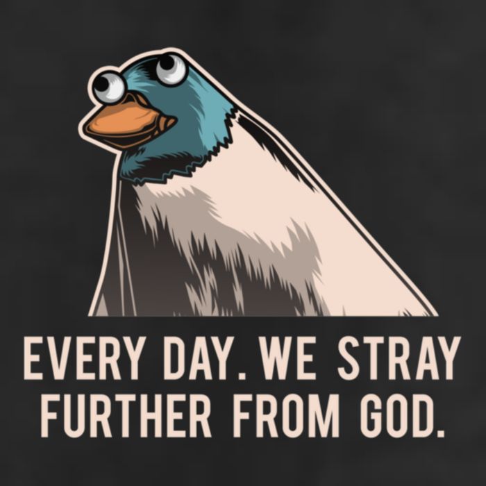 Everyday We Stray Further From God Meme 7 Panel Mesh Trucker Snapback Hat
