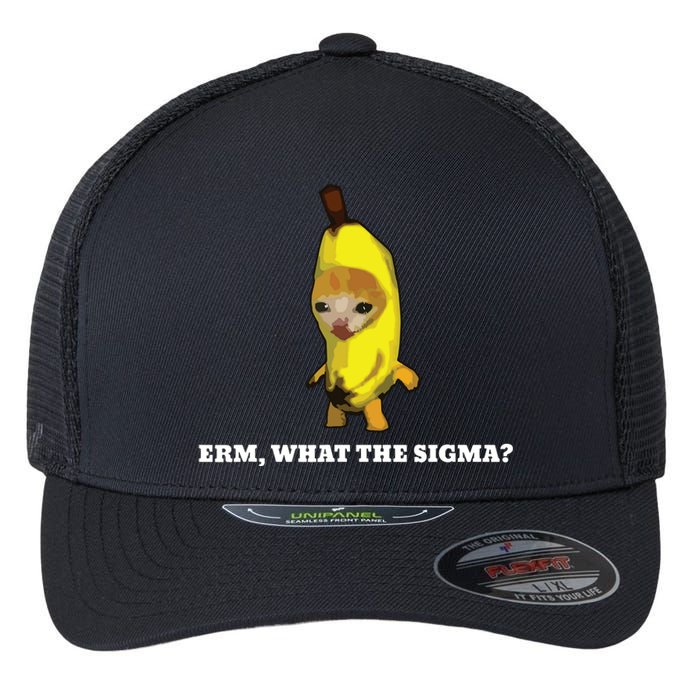 Erm What Sigma Cat Meme Flexfit Unipanel Trucker Cap