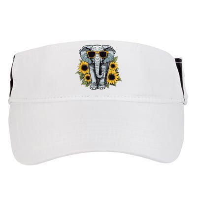 Elephant With Sunglasses And Sunflowers Adult Drive Performance Visor