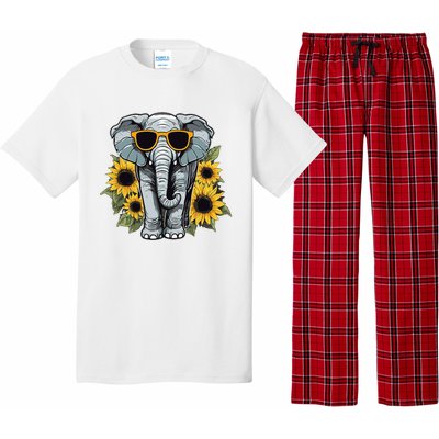 Elephant With Sunglasses And Sunflowers Pajama Set