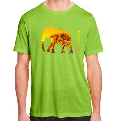 Elephant With Sunset In Africa Wildlife Elephants Gift Adult ChromaSoft Performance T-Shirt