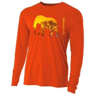 Elephant With Sunset In Africa Wildlife Elephants Gift Cooling Performance Long Sleeve Crew