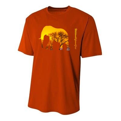 Elephant With Sunset In Africa Wildlife Elephants Gift Performance Sprint T-Shirt