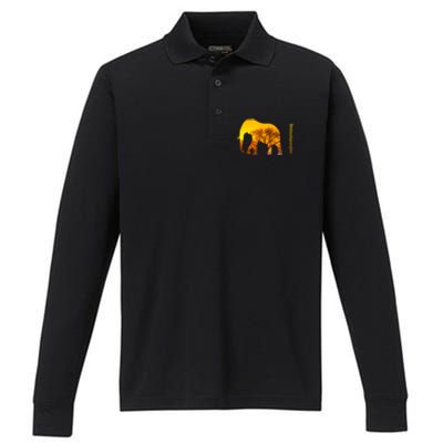 Elephant With Sunset In Africa Wildlife Elephants Gift Performance Long Sleeve Polo