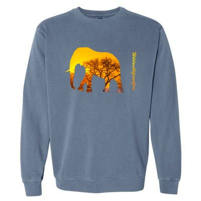 Elephant With Sunset In Africa Wildlife Elephants Gift Garment-Dyed Sweatshirt