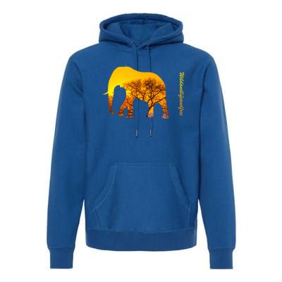 Elephant With Sunset In Africa Wildlife Elephants Gift Premium Hoodie