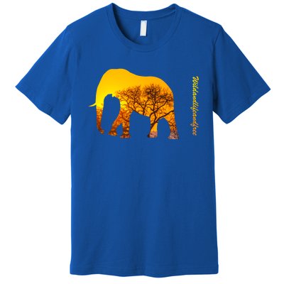 Elephant With Sunset In Africa Wildlife Elephants Gift Premium T-Shirt