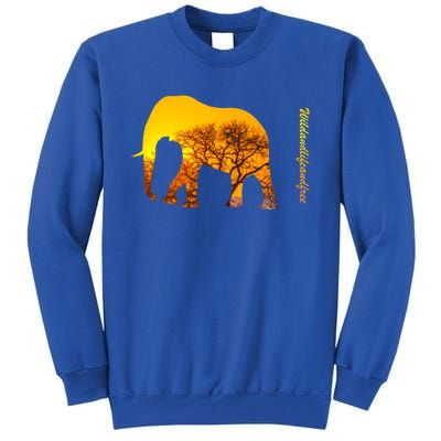 Elephant With Sunset In Africa Wildlife Elephants Gift Tall Sweatshirt