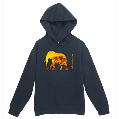 Elephant With Sunset In Africa Wildlife Elephants Gift Urban Pullover Hoodie