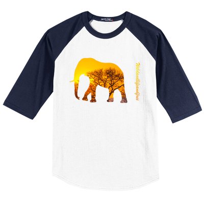 Elephant With Sunset In Africa Wildlife Elephants Gift Baseball Sleeve Shirt