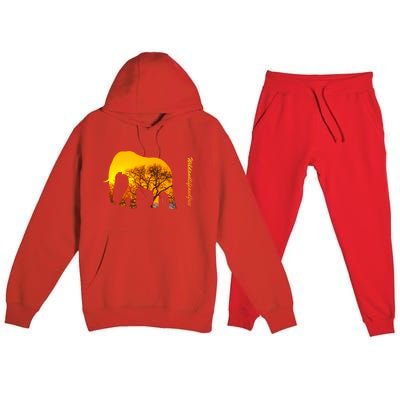 Elephant With Sunset In Africa Wildlife Elephants Gift Premium Hooded Sweatsuit Set