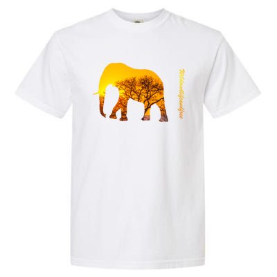 Elephant With Sunset In Africa Wildlife Elephants Gift Garment-Dyed Heavyweight T-Shirt