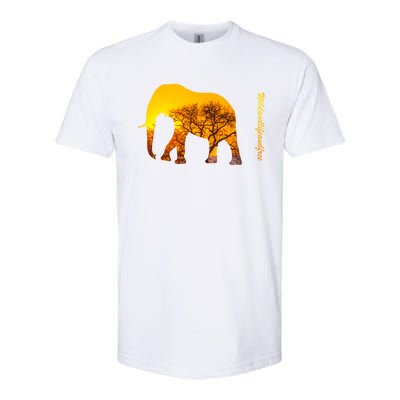 Elephant With Sunset In Africa Wildlife Elephants Gift Softstyle CVC T-Shirt