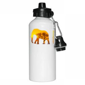 Elephant With Sunset In Africa Wildlife Elephants Gift Aluminum Water Bottle