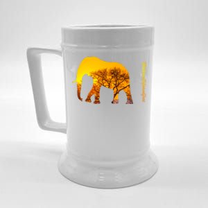 Elephant With Sunset In Africa Wildlife Elephants Gift Beer Stein