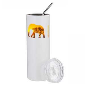 Elephant With Sunset In Africa Wildlife Elephants Gift Stainless Steel Tumbler