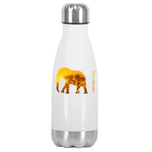 Elephant With Sunset In Africa Wildlife Elephants Gift Stainless Steel Insulated Water Bottle