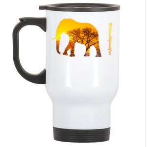 Elephant With Sunset In Africa Wildlife Elephants Gift Stainless Steel Travel Mug