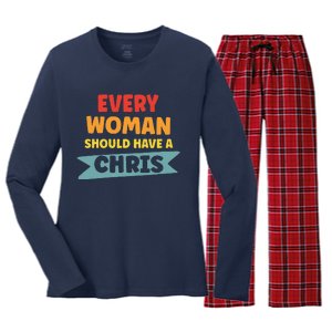 Every Woman Should Have A Chris Women's Long Sleeve Flannel Pajama Set 