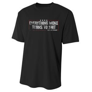 Everything Woke Turns To Shit Donald Trump Funny Political Performance Sprint T-Shirt