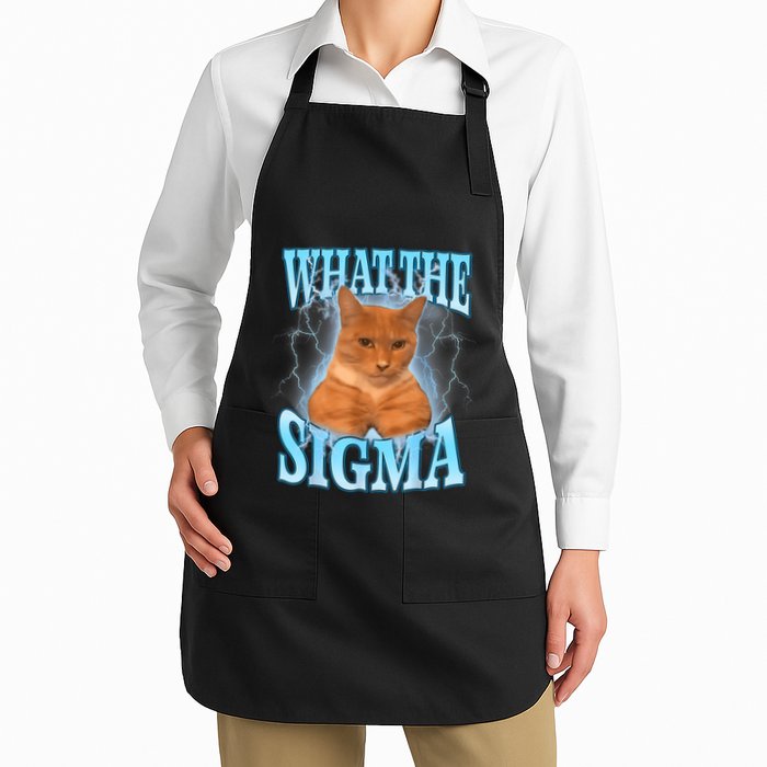 Erm What The Sigma Meme Cat Ironic Brainrot Full-Length Apron With Pockets