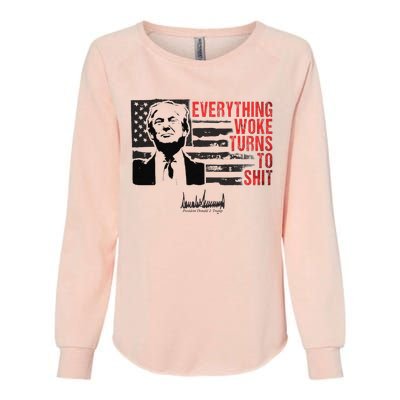 Everything Woke Turns To Shit Funny Trump Womens California Wash Sweatshirt