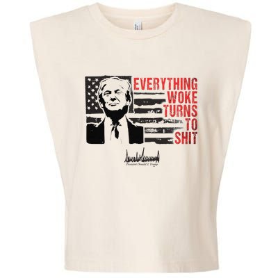 Everything Woke Turns To Shit Funny Trump Garment-Dyed Women's Muscle Tee