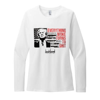 Everything Woke Turns To Shit Funny Trump Womens CVC Long Sleeve Shirt