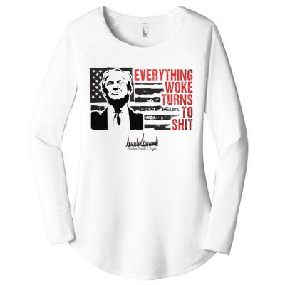 Everything Woke Turns To Shit Funny Trump Women's Perfect Tri Tunic Long Sleeve Shirt